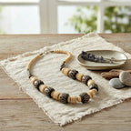 Carved Tribal Wood Bead Necklace