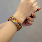 Vibrant Multicolor Braided Leather Bracelet - Madhues