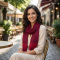 Block Printed Cotton Scarf - Maroon & Blue Pattern