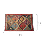 Handmade Colorful Anchor Pattern Durrie Rug - Jute Cotton Area Kilim