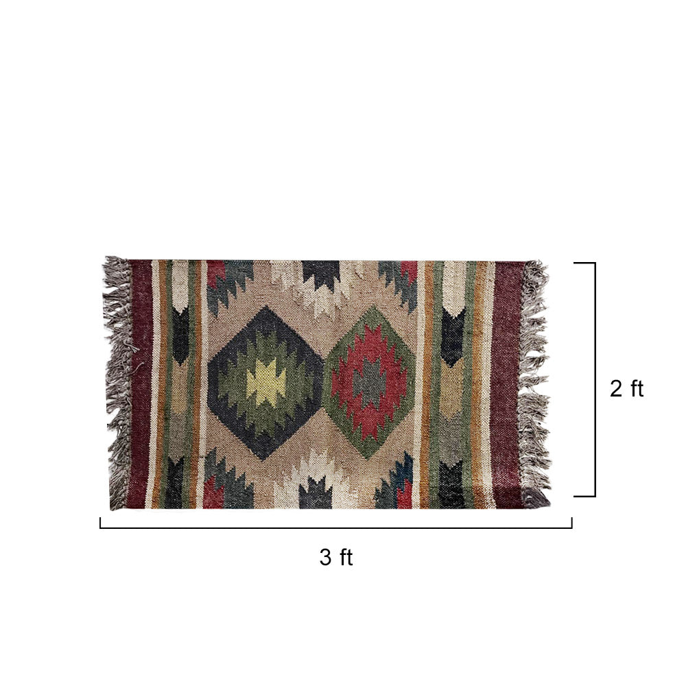 Handwoven Jute Puja Aasan Mat with Geometric Pattern