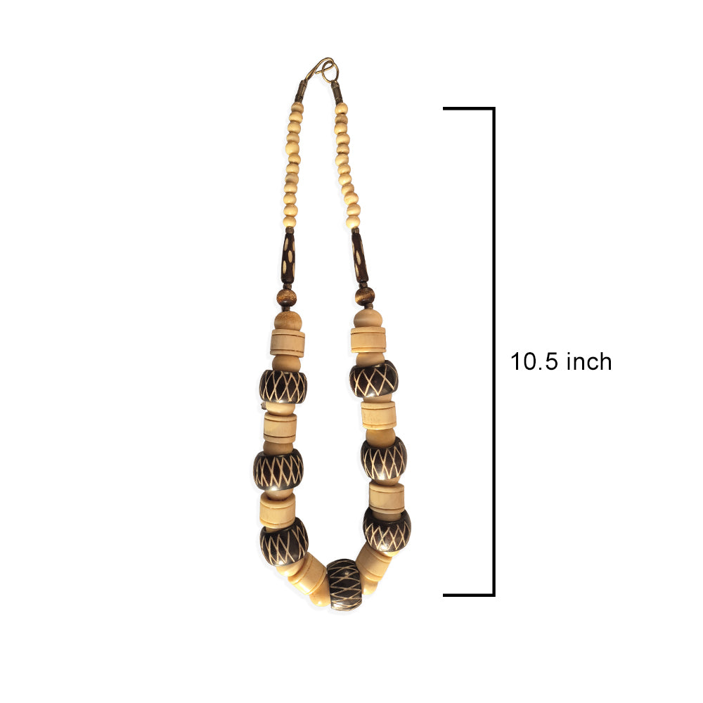 Carved Tribal Wood Bead Necklace
