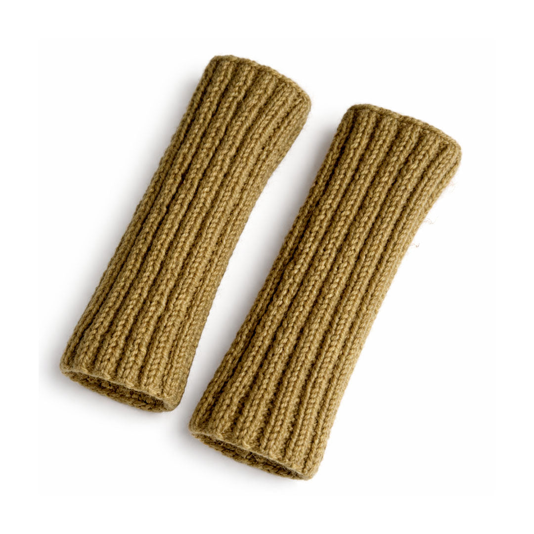 Handmade Ribbed Knit Fingerless Gloves - Soft Winter Arm Warmers