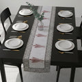 Hand Block Printed Mughal Motif Table Runner - White & Maroon