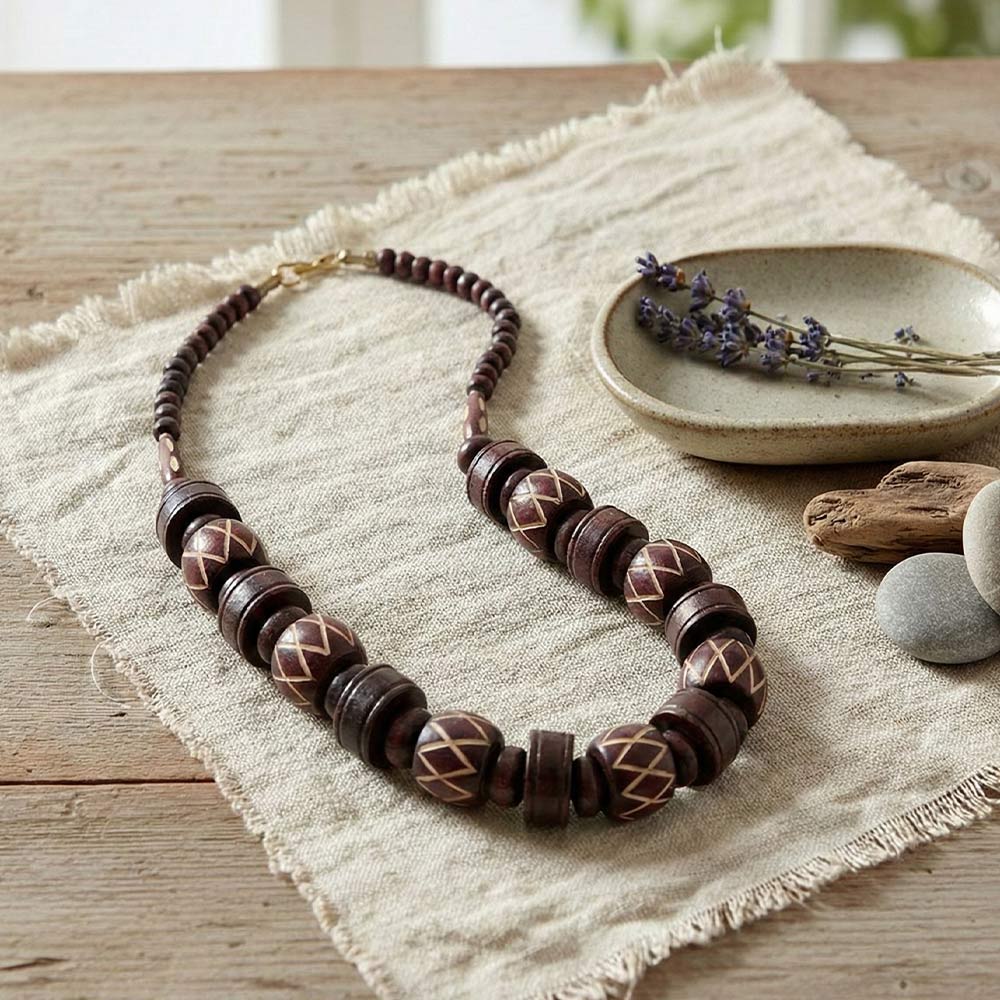 The Tribal Etched Barrel Necklace