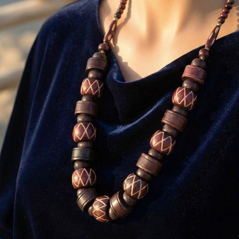 The Tribal Etched Barrel Necklace
