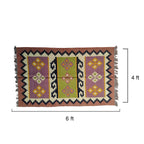 Vibrant Handwoven Geometric Durrie Rug - Purple & Green Accent