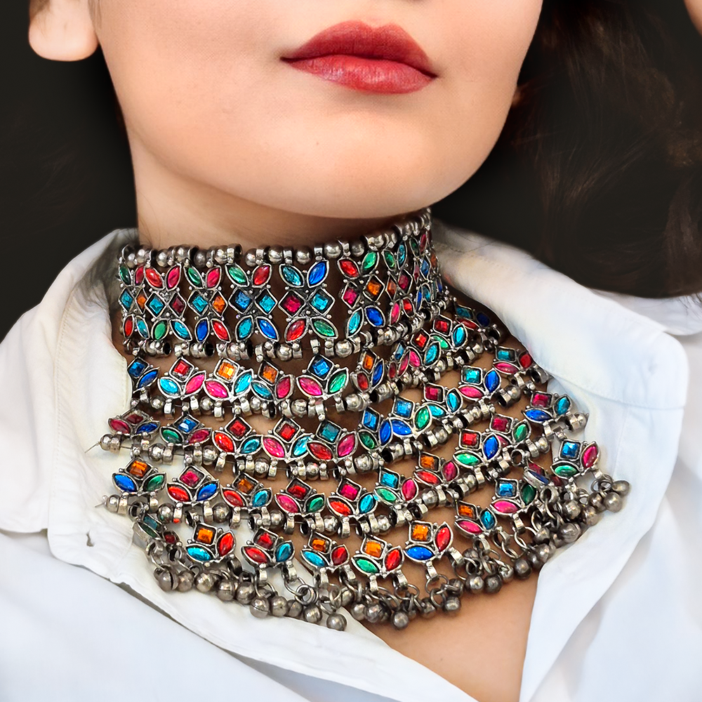 Traditional Banjara Mirror Work Necklace - Madhues