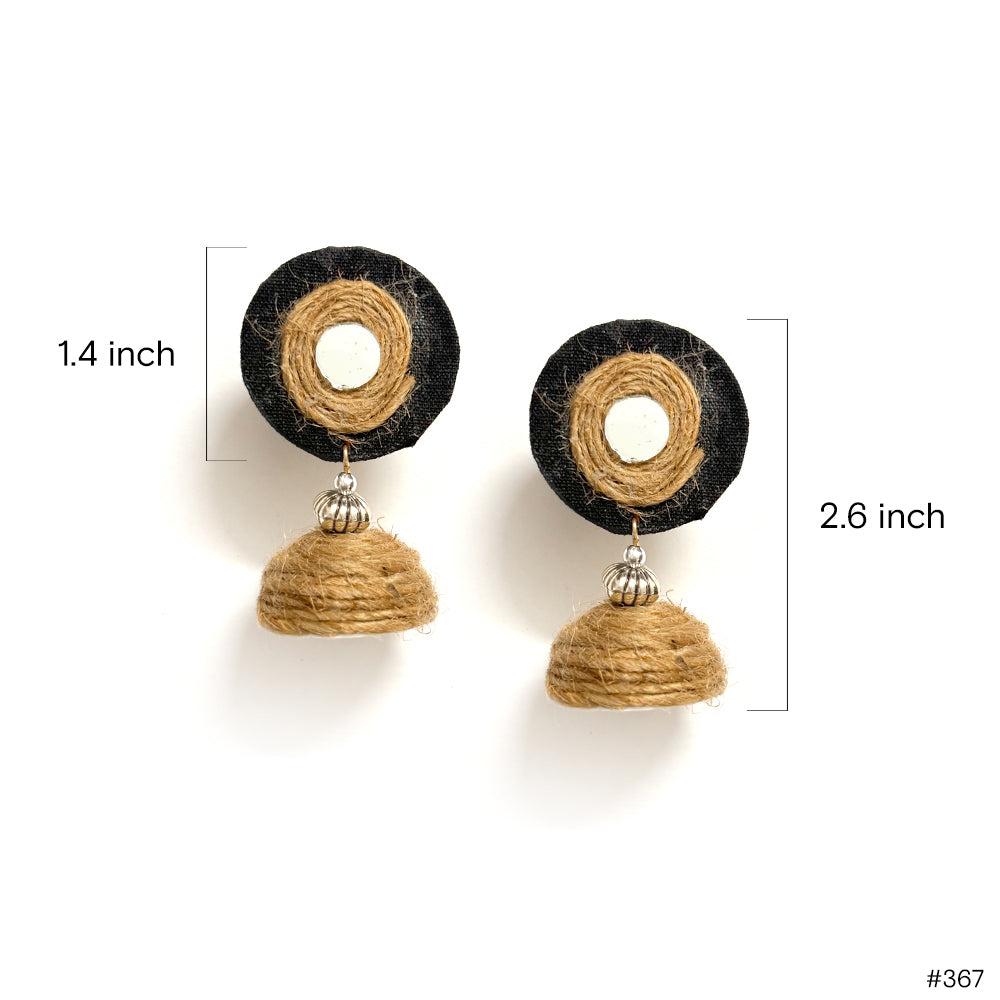 Rustic Jute Mirror Jhumka - Madhues