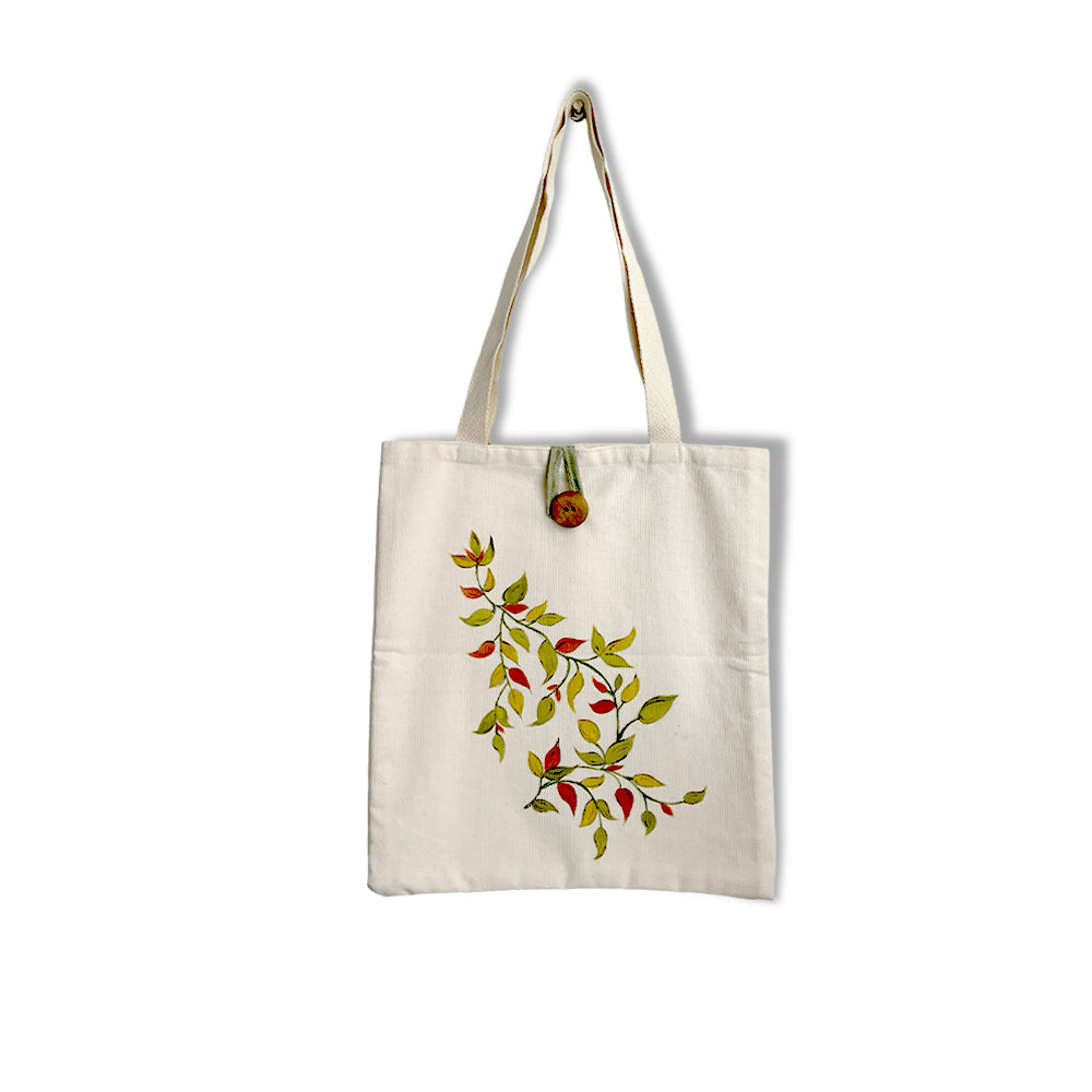 Hand-Painted Botanical Canvas Tote Bag - Unique & Eco-Friendly