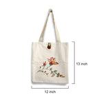 Hand-Painted Floral Canvas Tote Bag with Artisan Design