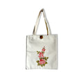 Hand-Painted Rose Motif Canvas Tote Bag - Artisan Crafted