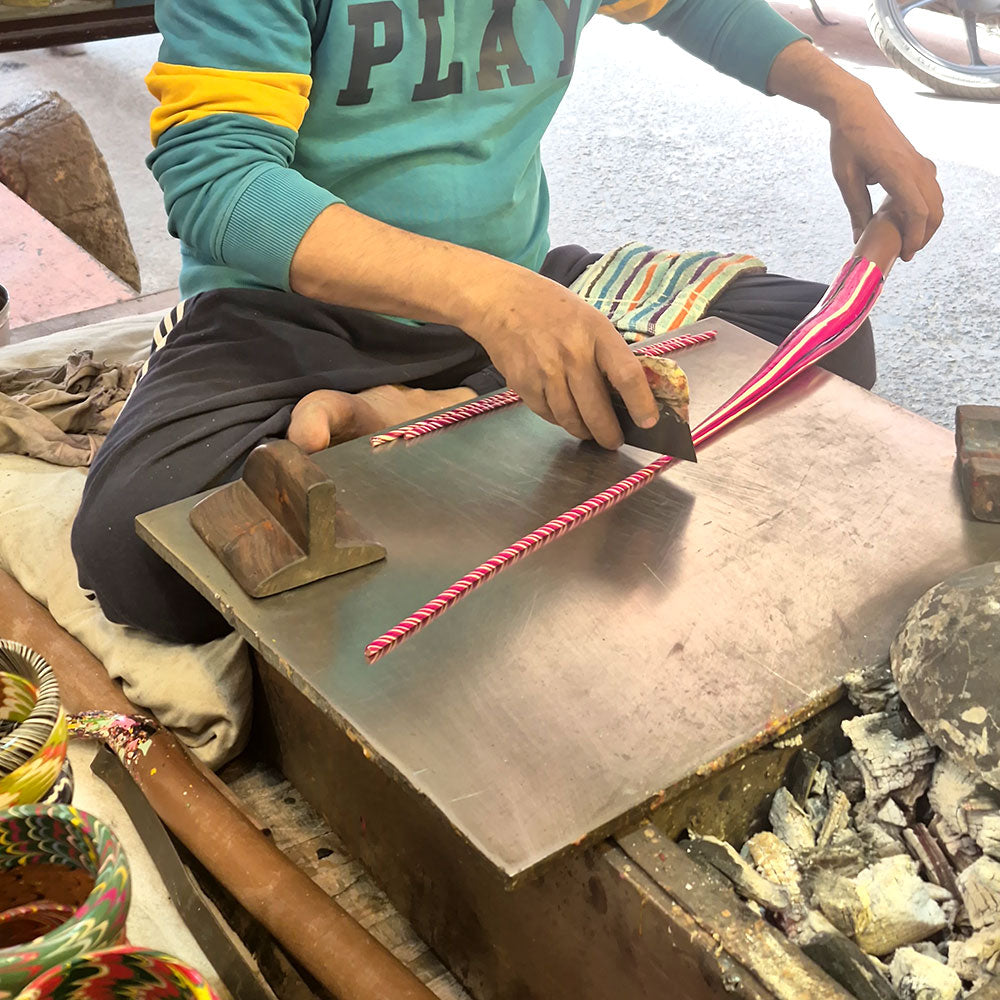 Vibrant Multi-Color Braided Bangle Set - Madhues