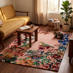 Bhadohi New Zealand wool rug shown in a styled home setting