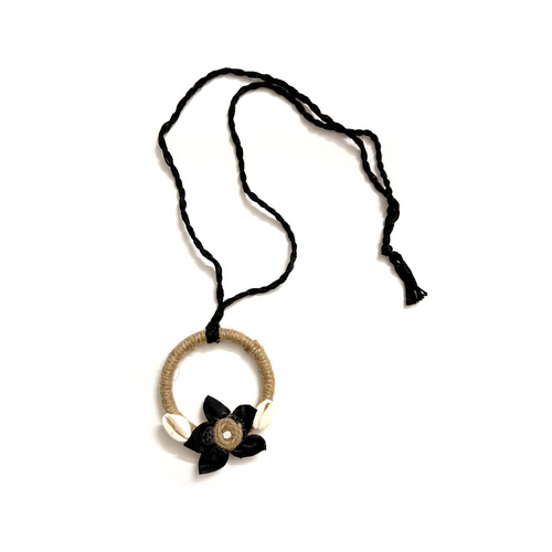 Boho Jute & Cowrie Shell Pendant Necklace - Madhues