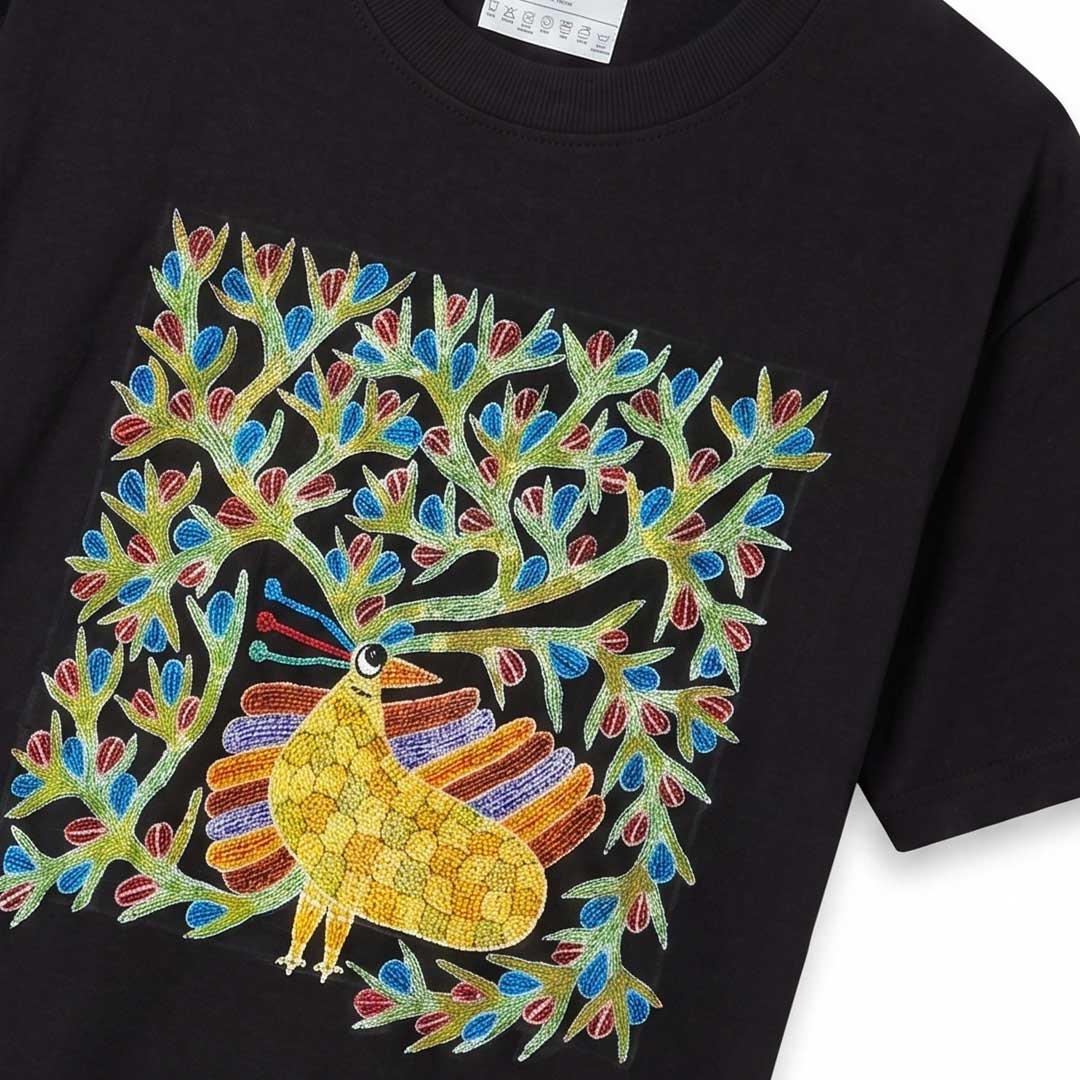 Hand Painted Folk Art Bird T-Shirt