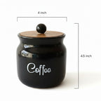 3-Piece Black Ceramic Coffee Tea Sugar Canister Set
