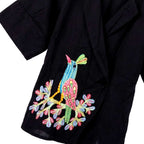 Artisanal Black Gond Art Bird Painted Wrap Jacket
