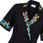 Gond Art Hand-Painted Black Nature Motif Wrap Jacket