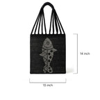 Dhokra Weaving Artisanal Fish Motif Woven Tote - Handcrafted Black Bag