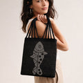 Dhokra Weaving Artisanal Fish Motif Woven Tote - Handcrafted Black Bag