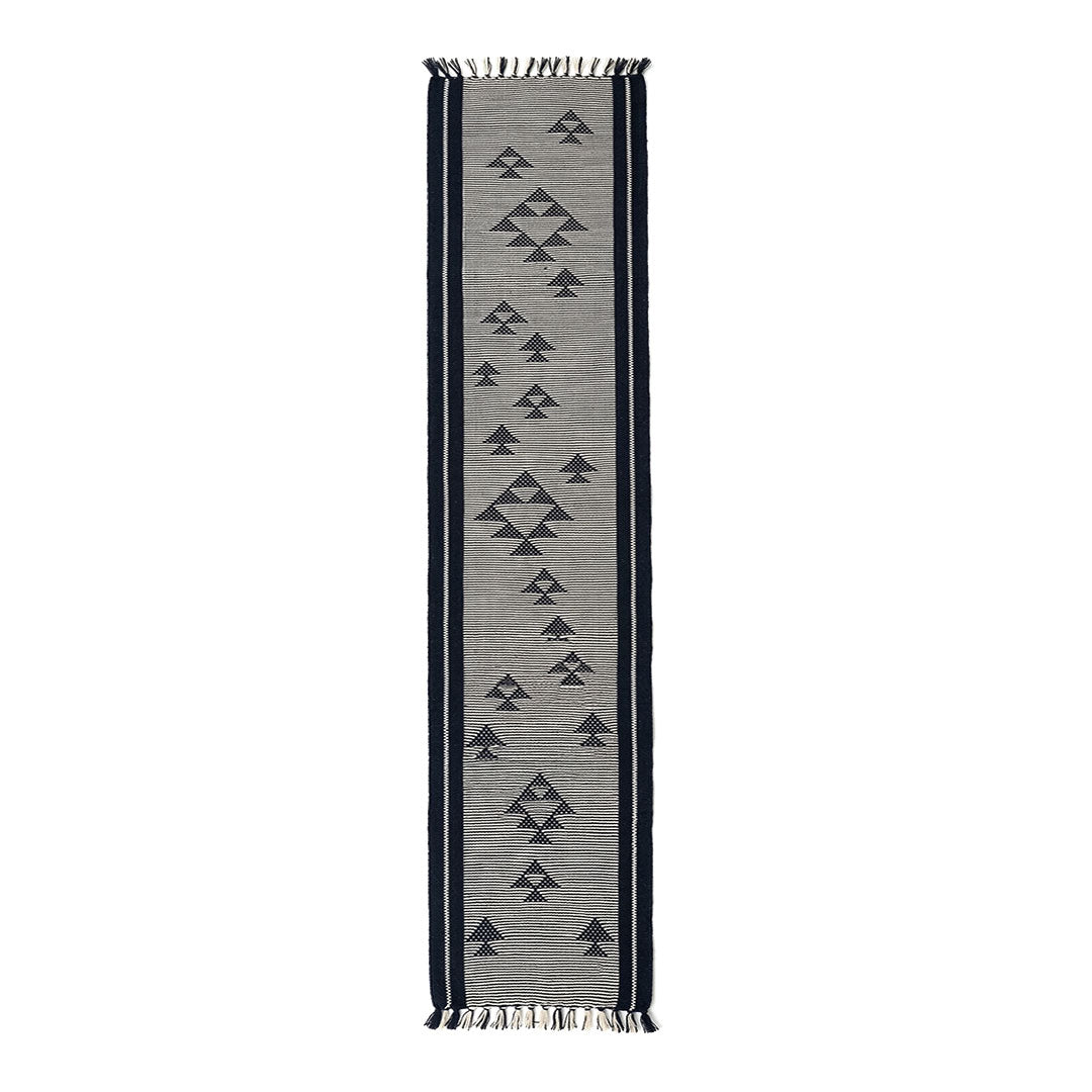 Hand-Woven Dhokra Weaving Tribal Motif Grey Cotton Runner
