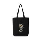 Hand-Embroidered Ghungroo Motif Canvas Tote Bag in Black