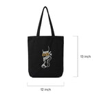 Hand-Embroidered Ghungroo Motif Canvas Tote Bag in Black