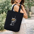 Hand-Embroidered Ghungroo Motif Canvas Tote Bag in Black