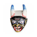 Viking-style mask with horns on a white background