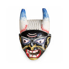 Viking-style mask with horns on a white background