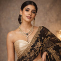 Double-Layered Kundan Necklace Set with Black Teardrop Accents