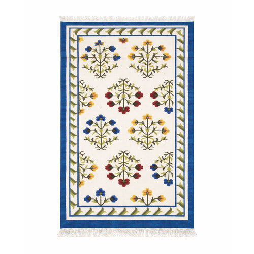 Artisanal Floral Kilim Rug 
