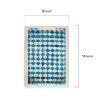 Blue Diamond Harlequin Bone Inlay Rectangular Tray