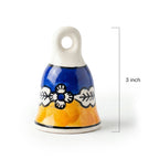 Assorted Hand-Painted Blue Pottery Bell Set of 5