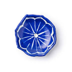 Blue Pottery Scalloped Floral Incense Holder in Cobalt