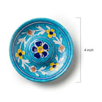 Turquoise Blue Pottery Incense Holder with Floral Motifs