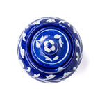 Hand-Painted Blue Pottery Floral Storage Jar with Lid Set of 2