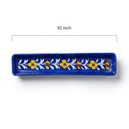 Blue Pottery Hand-Painted Floral Incense Holder in Cobalt