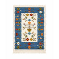 Blue & Cream Handwoven Kilim Rug