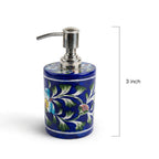 Hand-Painted Blue Pottery Floral Vine Soap Dispenser