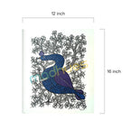 Hand-Painted Gond Art Blue Bird Painting on Paper - Unframed