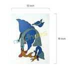 Gond Art Hand-Painted Bird and Fish Paper Painting