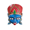Colorful mask with red, blue, and green design on a white background
