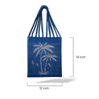 Dhokra Weaving Blue Palm Tree Woven Tote - Handcrafted Artisanal Bag