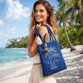 Dhokra Weaving Blue Palm Tree Woven Tote - Handcrafted Artisanal Bag