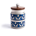 Hand-Painted Assorted Ceramic Jar with Wooden Lid Set