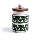 Hand-Painted Assorted Ceramic Jar with Wooden Lid Set