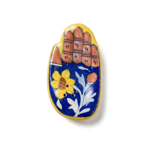 Artisanal Blue Pottery Sunflower Incense Stick Holder