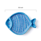 Hand-Painted Blue Pottery Fish-Shaped Trinket Dish